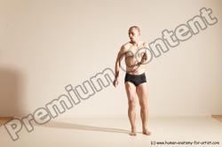 Underwear Gymnastic poses Man White Slim Bald Dancing Dynamic poses Academic